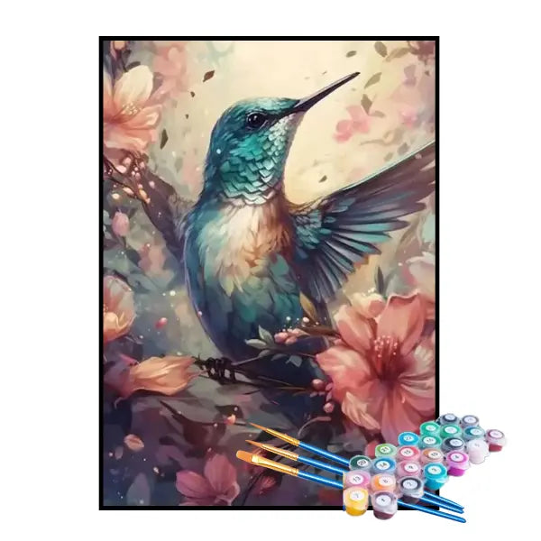 Kit de Pintura Numerada - Beija-Flor no Jardim
