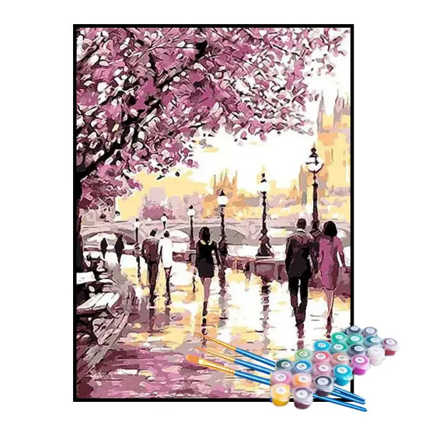 Kit de Pintura Numerada - Praça das Flores de Cerejeira