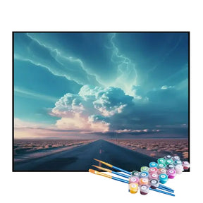 Kit de Pintura Numerada - Tempestade na Estrada do Deserto