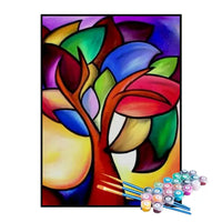 Kit de Pintura Numerada - Pétalas Coloridas na Árvore