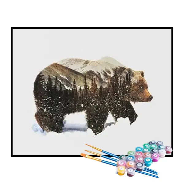 Kit de Pintura Numerada - Urso na Neve