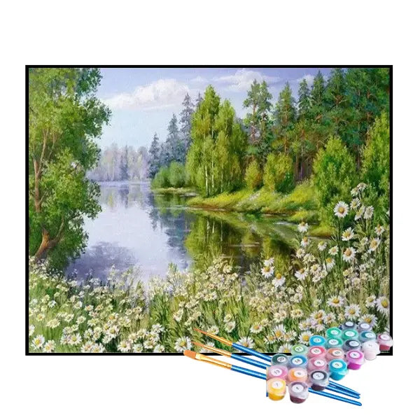 Kit de Pintura Numerada - Flores à Beira do Riacho
