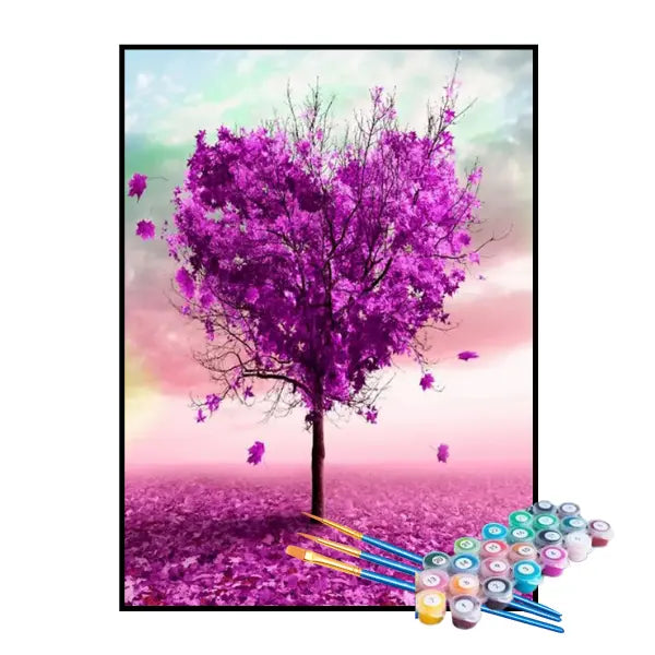 Kit de Pintura Numerada - Árvore em Forma de Coração
