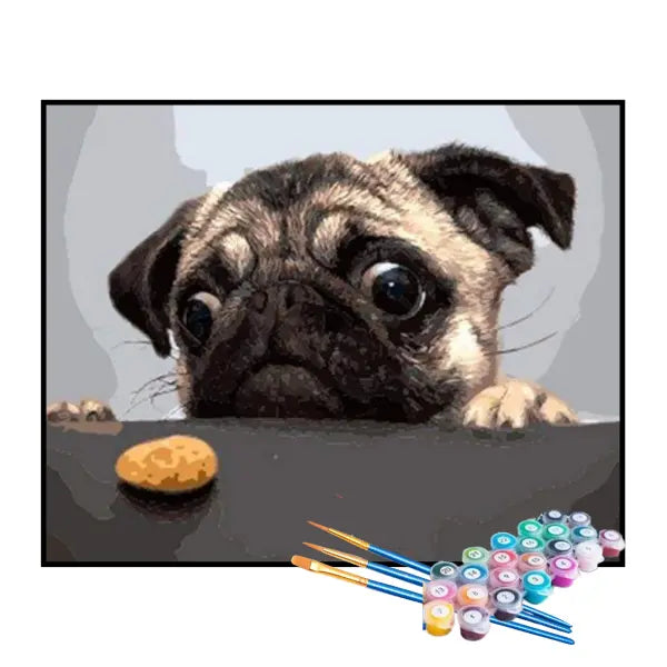 Kit de Pintura Numerada - O Pug Faminto