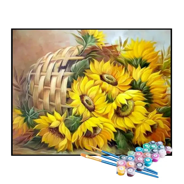 Kit de Pintura Numerada - Cesta com Girassóis