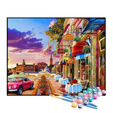 Kit de Pintura Numerada - Carros Antigos na Cidade Retrô