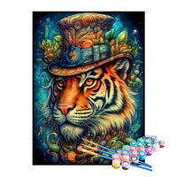 Kit de Pintura Numerada - Tigre Mágico Abstrato