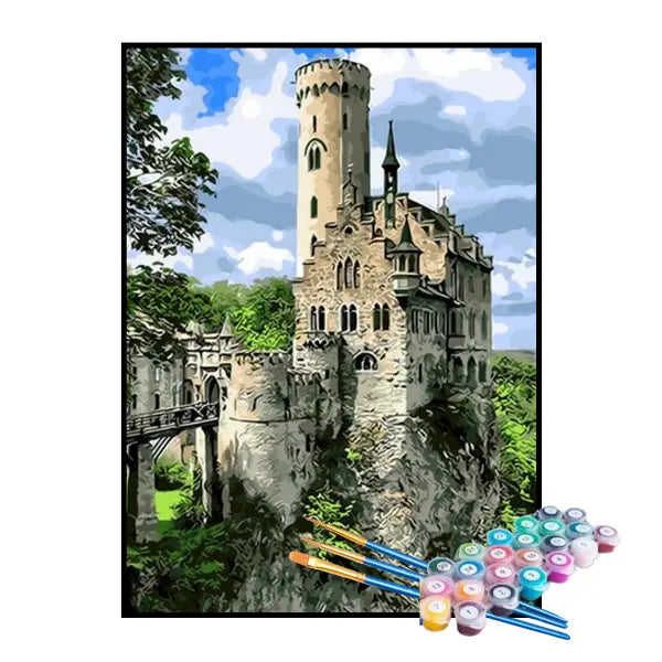 Kit de Pintura Numerada - Torre do Castelo na Montanha