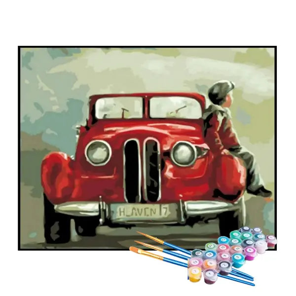 Kit de Pintura Numerada - Menino no Carro Vermelho