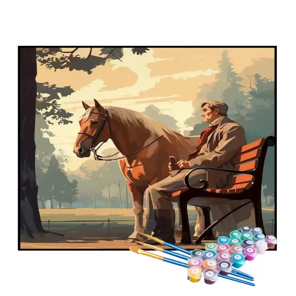 Kit de Pintura Numerada - O Homem e Seu Cavalo