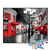 Kit de Pintura Numerada - Centro da Cidade em Tons de Vermelho