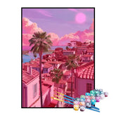 Kit de Pintura Numerada - Cidade Litorânea com Tom Rosado