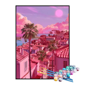 Kit de Pintura Numerada - Cidade Litorânea com Tom Rosado