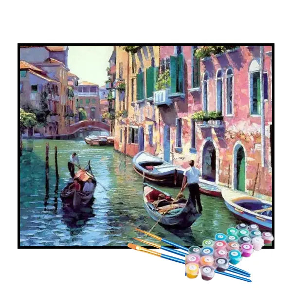 Kit de Pintura Numerada - Gôndolas em Veneza