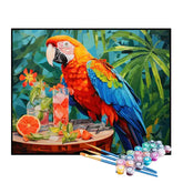 Kit de Pintura Numerada - Arara Tomando um Coquetel