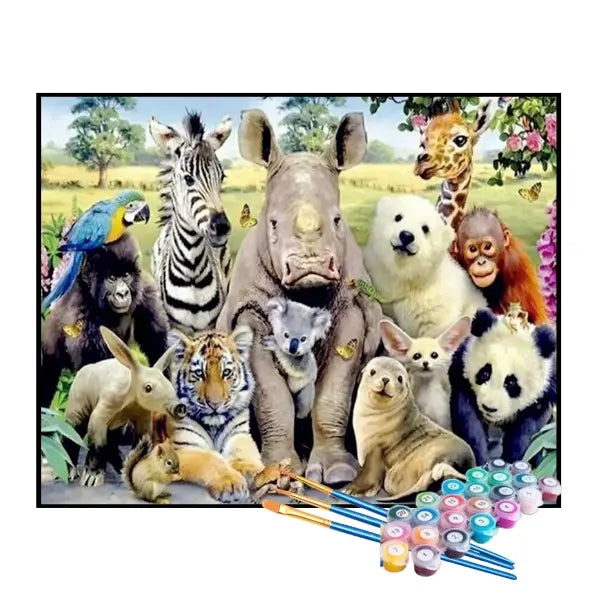 Kit de Pintura Numerada - Retrato dos Animais da Floresta