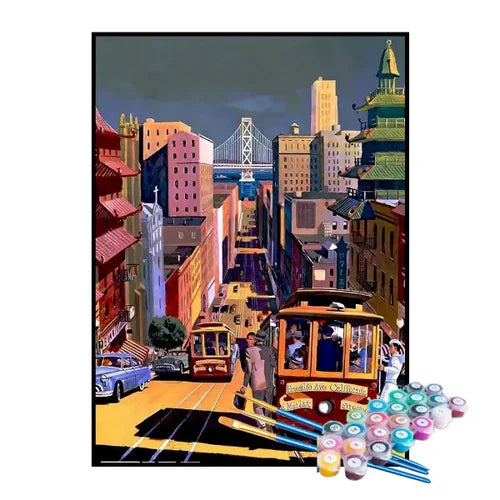 Kit de Pintura Numerada - Passeio de Bonde pela Cidade