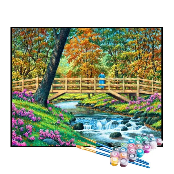 Kit de Pintura Numerada - Ponte Florida Sobre o Rio