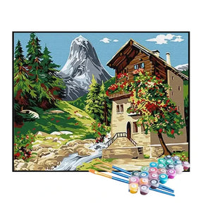 Kit de Pintura Numerada - Casa de Andares Atrás da Montanha