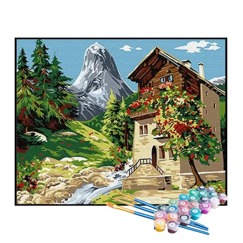 Kit de Pintura Numerada - Casa de Andares Atrás da Montanha
