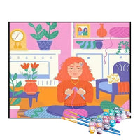Kit de Pintura Numerada - Menina Tricotando