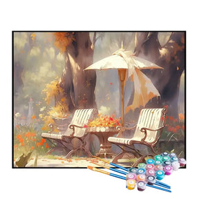 Kit de Pintura Numerada - Cadeiras Longas no Jardim