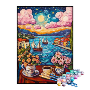 Kit de Pintura Numerada - Café Artístico com Vista para o Porto