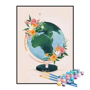 Kit de Pintura Numerada - Globo do Planeta Terra