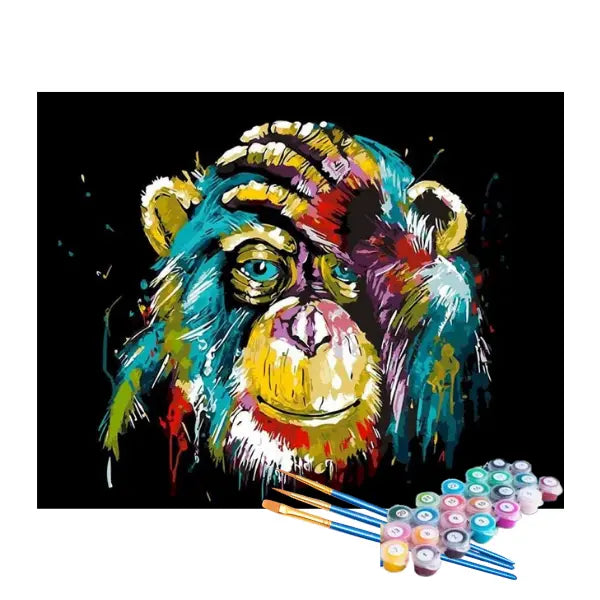 Kit de Pintura Numerada - Retrato de um Macaco