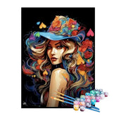 Kit de Pintura Numerada - Garota com Chapéu Colorido