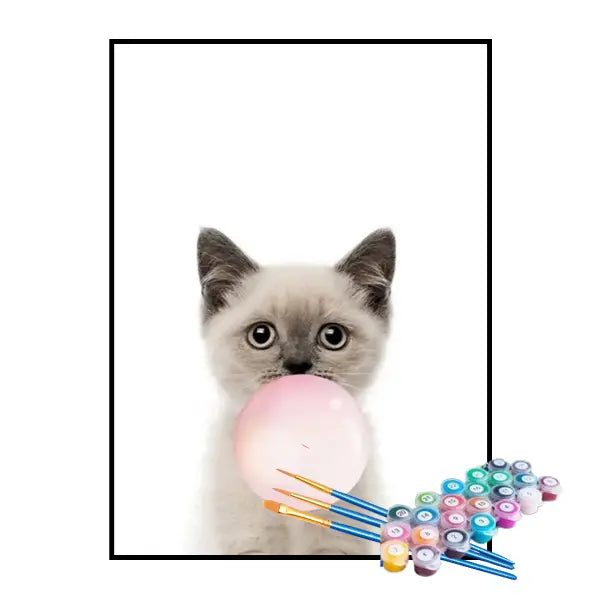 Kit de Pintura Numerada - Gato e Chiclete