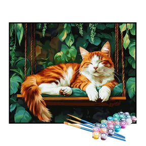 Kit de Pintura Numerada - Gato Laranja