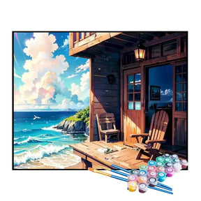 Kit de Pintura Numerada - Varanda Sobre o Mar