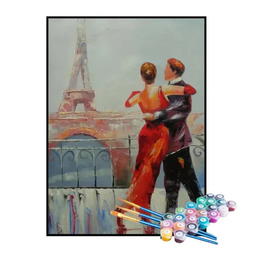 Kit de Pintura Numerada - Casal Dançando em Paris
