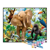 Kit de Pintura Numerada - Animais da Selva Brincando