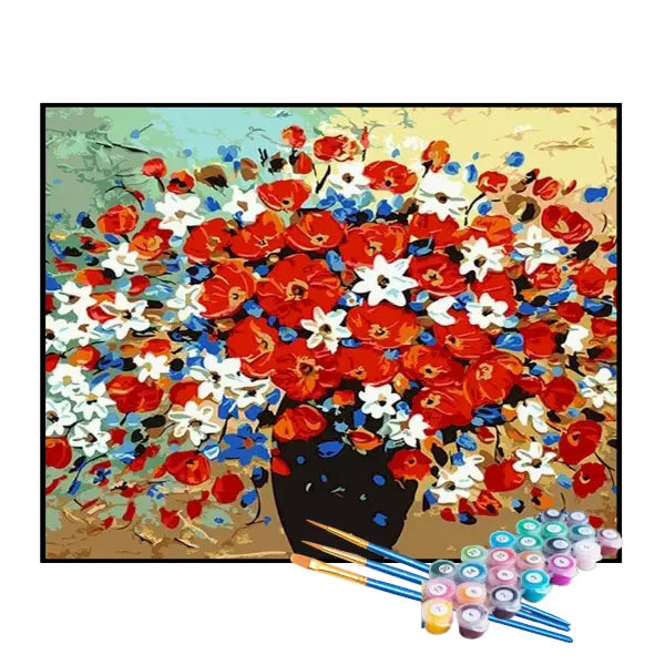 Kit de Pintura Numerada - Belas Flores no Vaso