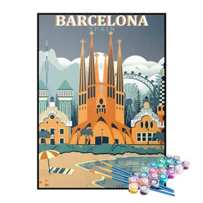 Kit de Pintura Numerada - Mapa de Barcelona