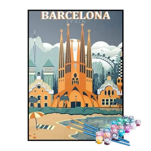 Kit de Pintura Numerada - Mapa de Barcelona
