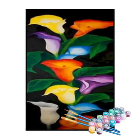 Kit de Pintura Numerada - Flores Abstratas no Vaso