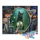 Kit de Pintura Numerada - Gato Preto Místico