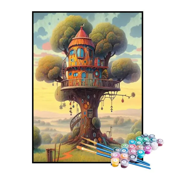 Kit de Pintura Numerada - Casinha Divertida na Árvore