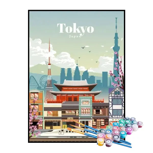 Kit de Pintura Numerada - Tóquio com Céu Azul
