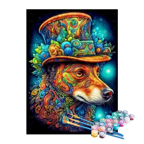 Kit de Pintura Numerada - Raposa Mágica Abstrata