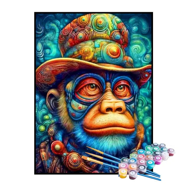 Kit de Pintura Numerada - Macaco Mágico Abstrato