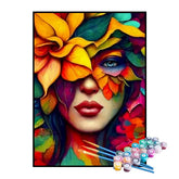 Kit de Pintura Numerada - Flores Coloridas e Olhos Azuis