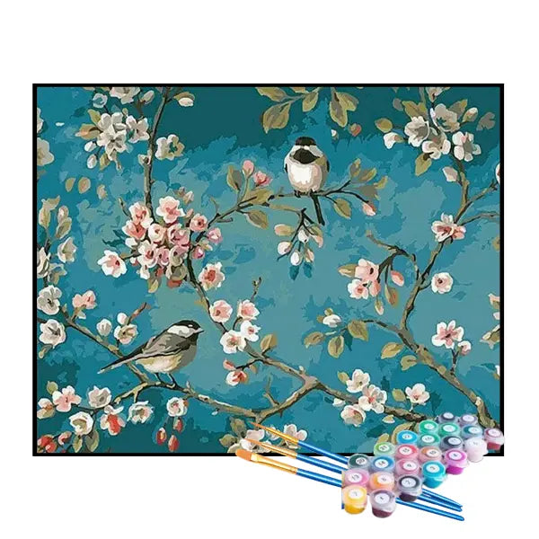 Kit de Pintura Numerada - Pássaros nas Flores