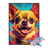 Kit de Pintura Numerada - Chihuahua com Fundo Colorido