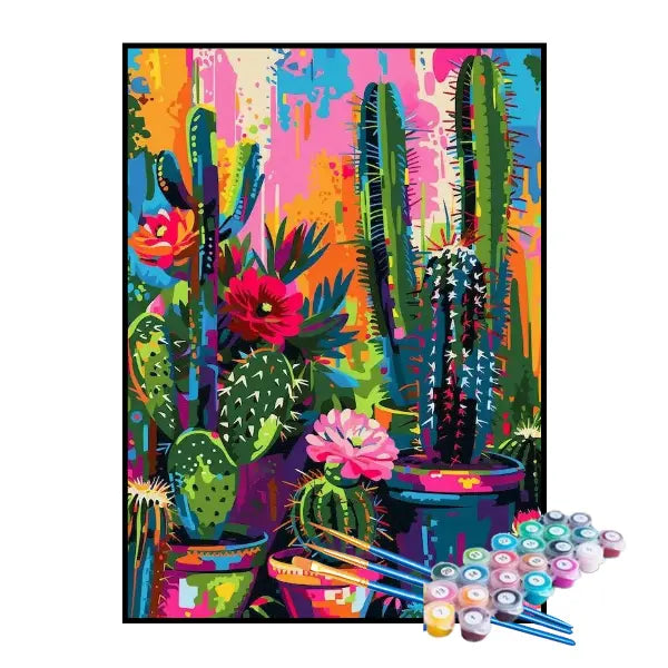 Kit de Pintura Numerada - Cactos Abstratos