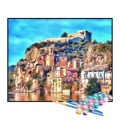Kit de Pintura Numerada - Cidade nas Montanhas
