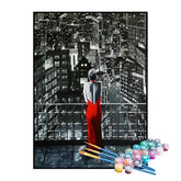 Kit de Pintura Numerada - A Mulher de Vermelho na Cidade Grande
